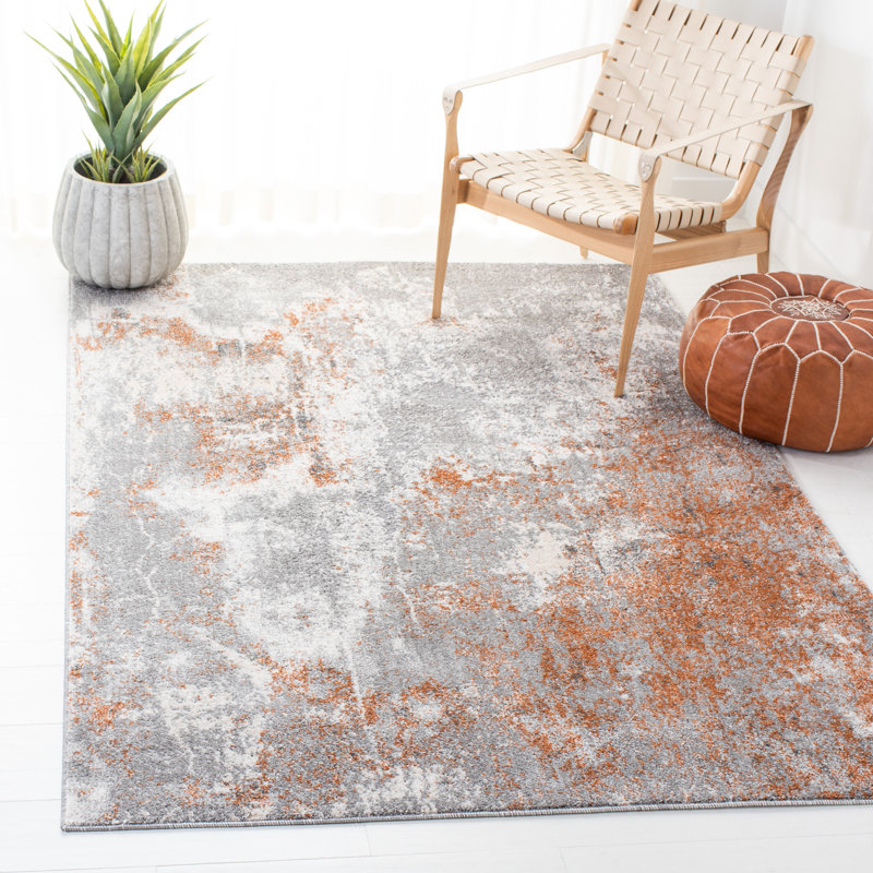 17 Stories Banek Abstract Gray/Orange Area Rug & Reviews Wayfair
